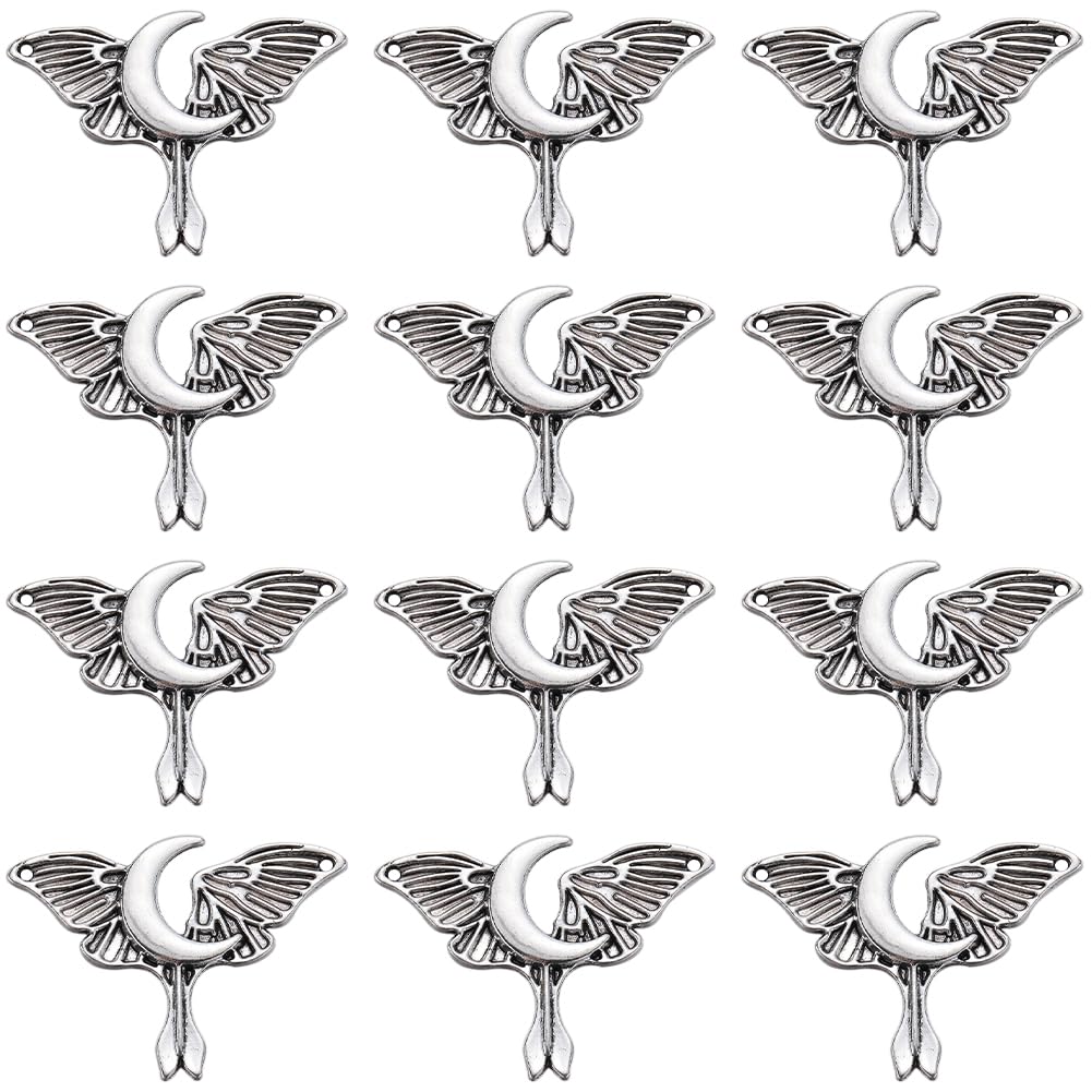 SUNNYCLUE 40Pcs Gothic Charms Bulk Silver Butterfly Charms Cicada Butterfly with Moon Phase Tarot Ouijas Magic Charm for jewellery Making Charms Women Necklace Earring Bracelet Gift Diy Halloween