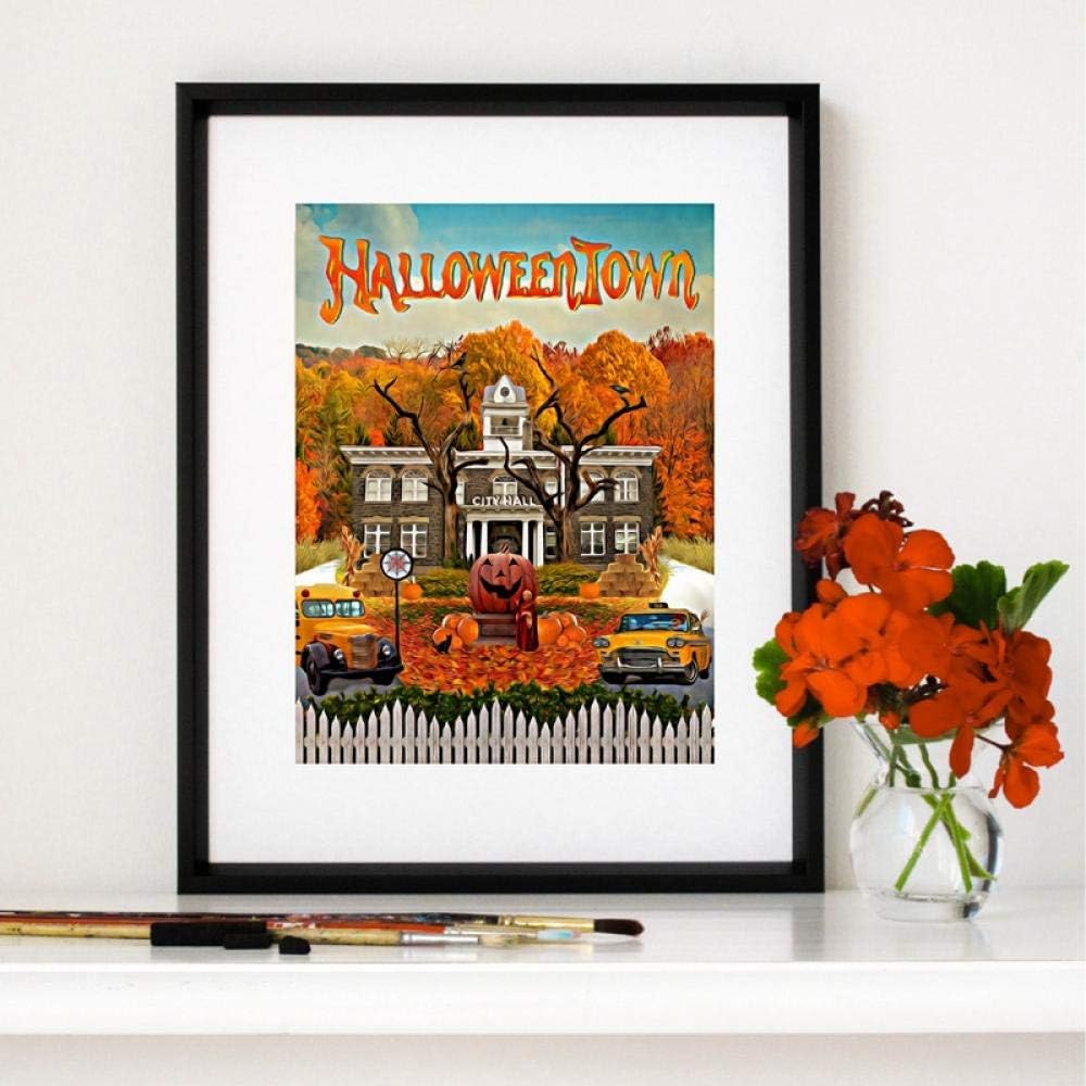 wsqyf Halloween Town Poster and Print Classic Fantasy Family Comedy Movies Canvas Painting Wall Picture for Living Room Home Decor 50x70cm (no Frame)