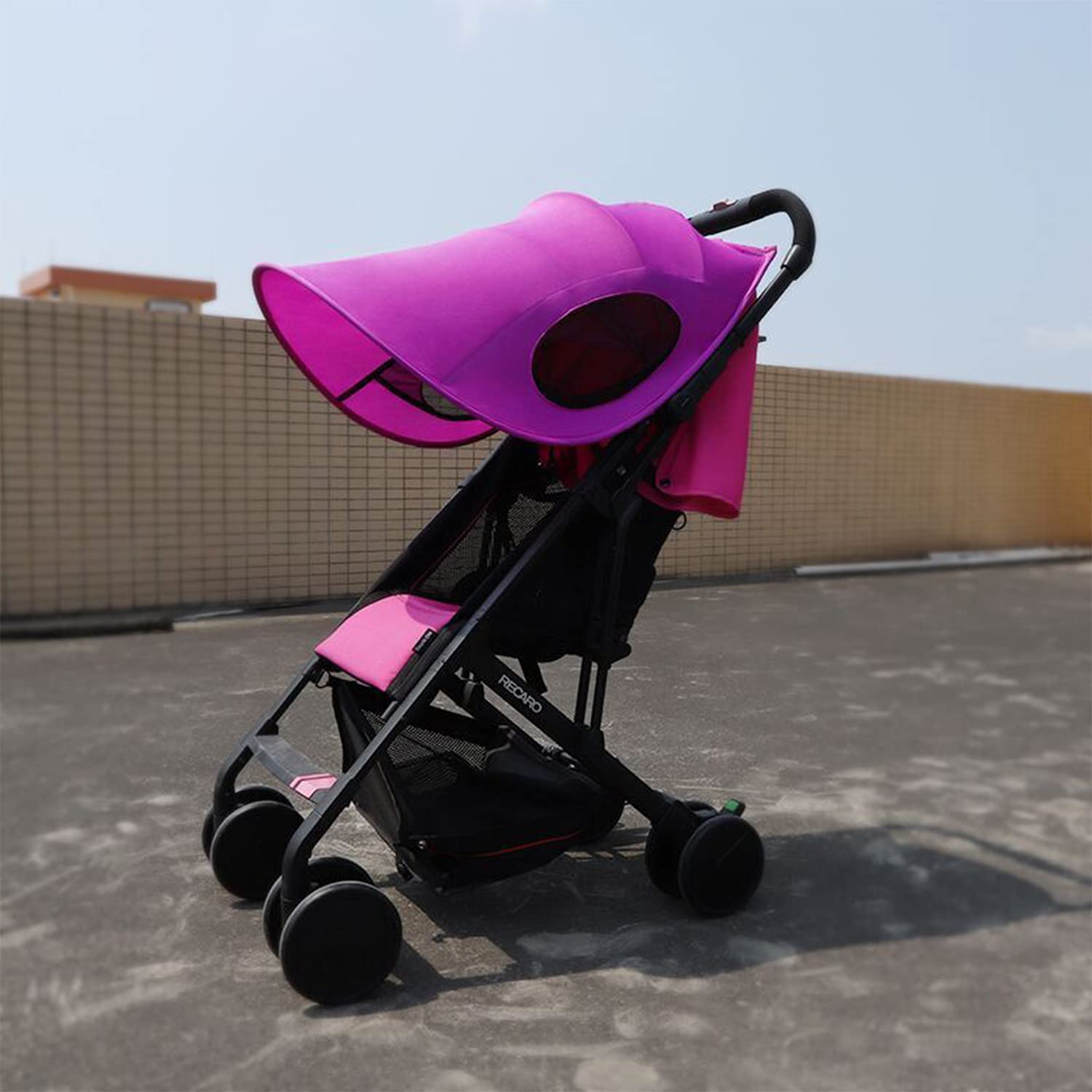 Pram Sun Shade Cover Universal Baby Stroller Awning UPF50+ Pram Buggy Sun Canopy Baby Carriage Sun Shield Foldable Adjustable Infant Pushchair Sun Visor Windproof Anti-UV Umbrella Canopy