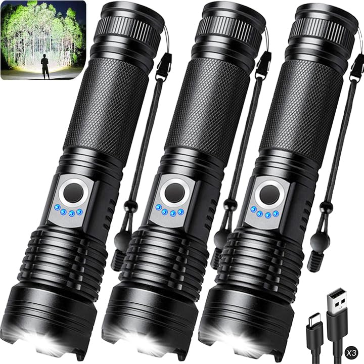 Photo 1 of **Missing**
ALSTU Flashlight Rechargeable 99,000 High Lumens - 3 Pack Bright LED Flash Light with 5 Modes, Handheld Waterproof Linterna for Camping, Home, Outdoor