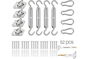LEHOOD Shade Sail Hardware Kit, Awning Attachment Set, Heavy Duty Sun Shade Sail Stainless Steel Hardware Kit for Garden Triangle and Square, Rectangle, Sun Shade Sail Fixing Accessories