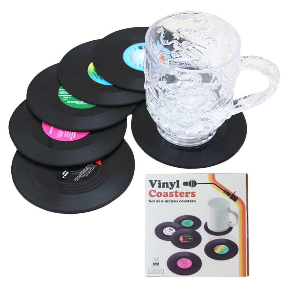6 PCS Retro CD Record Vinyl Coasters for Coffee