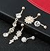 YOVORO 5PCS 14G 316L Stainless Steel Dangle Belly Button Rings for Women Navel Rings Curved Barbell Body Piercing R