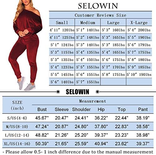 Selowin Women Off One Shoulder 2 Piece Casual Jogger Sweatsuit Velvet Tracksuit Sets 6 Selowin Women Off One Shoulder 2 Piece Casual Jogger Sweatsuit Velvet Tracksuit Sets