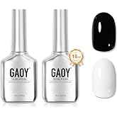 GAOY Gel Nail Polish Kit, Black and White 2 Colors 16ml Soak Off UV Gel Polish Set Highly Saturated for Nail Art DIY Manicure