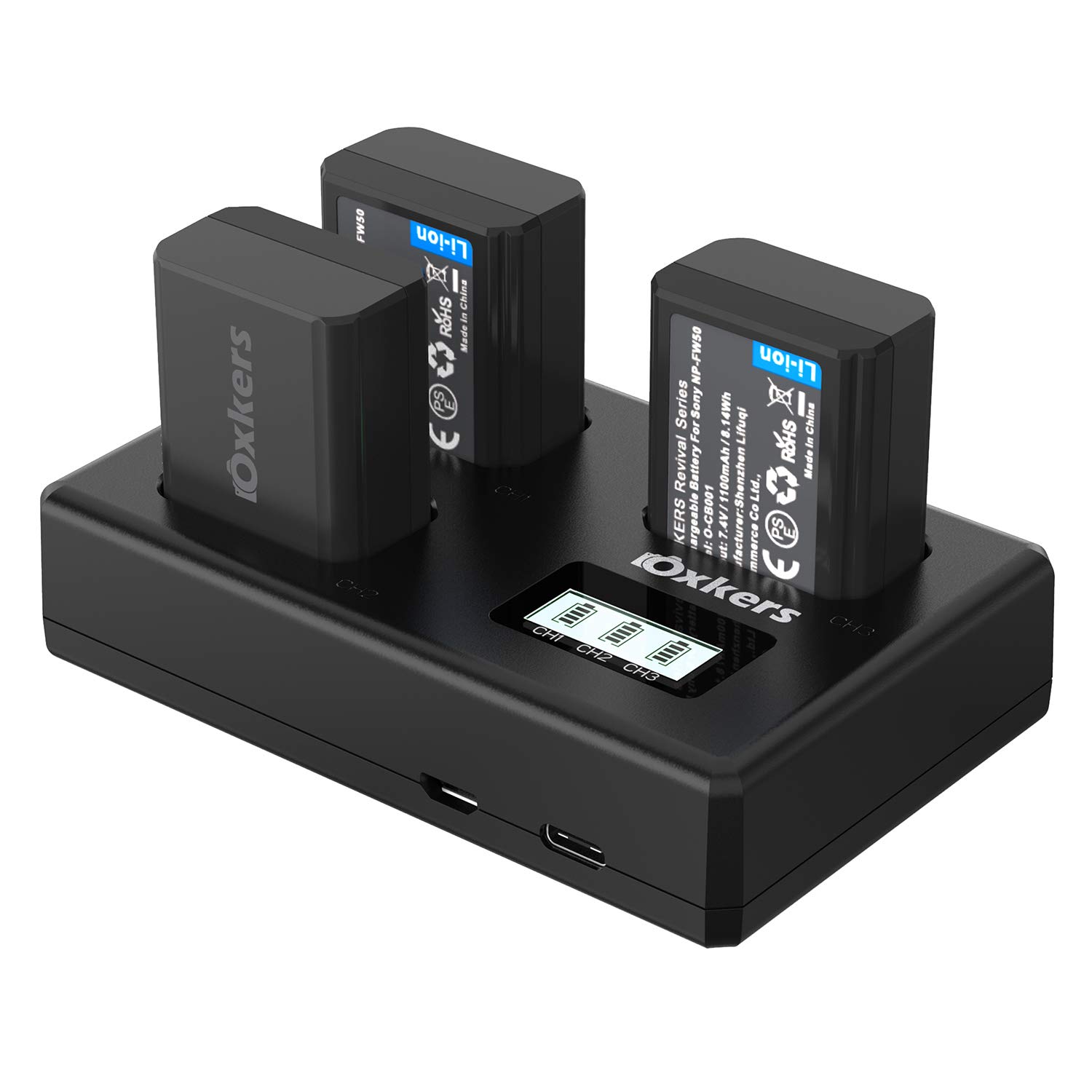 NP-FW50 Akku für Sony DigitalKamera Ersatzakku für Sony Alpha7/7ii/6500/6300/6000/5100 NEX-7 NEX-6 NEX-F3 NEX-3 Nex-5 NEX-5N NEX-5T SLT A55V A33 A35 A37 usw 2 Ersatzakku mit 1 Ladegerät 1100mah von Oxkers