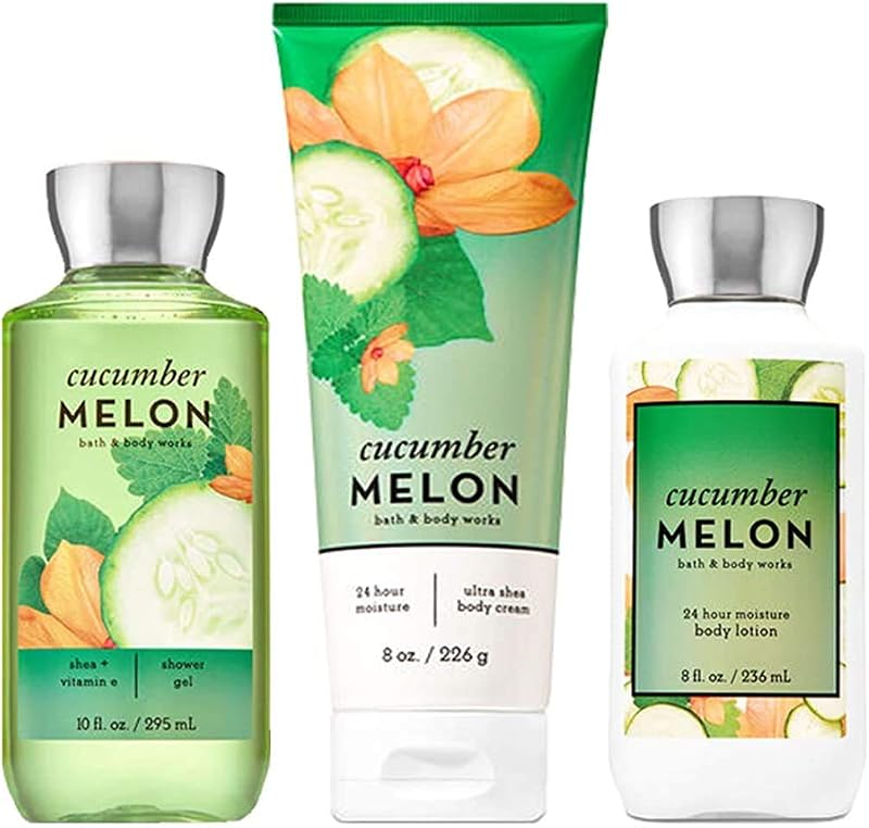 Bath & Body Works Cucumber Melon 3pc Gift Set Body Cream Shower Gel Lotion