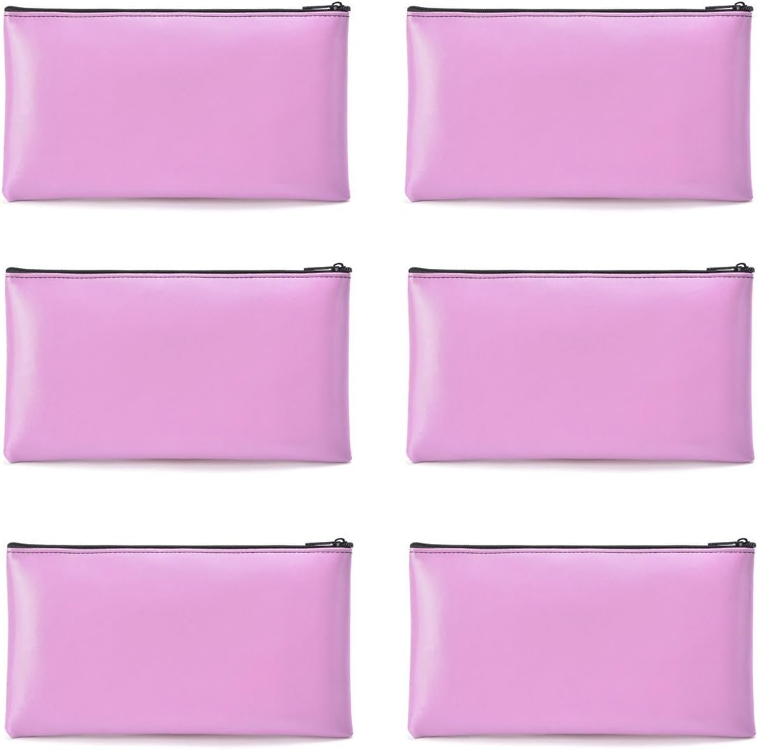 Bank Deposit Money Bag/Utility Zipper Bags for Cash Money Pens Check Wallet 11 x 6 Inch(Pink)