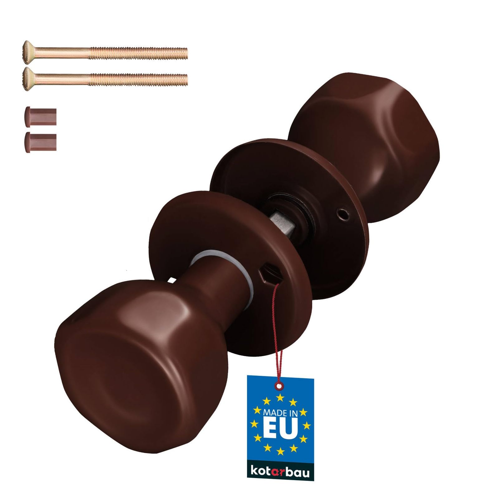 KOTARBAU® Door Knob - ZnAl - 45x45 mm (1.8x1.8 inches) - Brown - Rotating Handle - for Doors Gates Interior Exterior - Durable Painted Finish