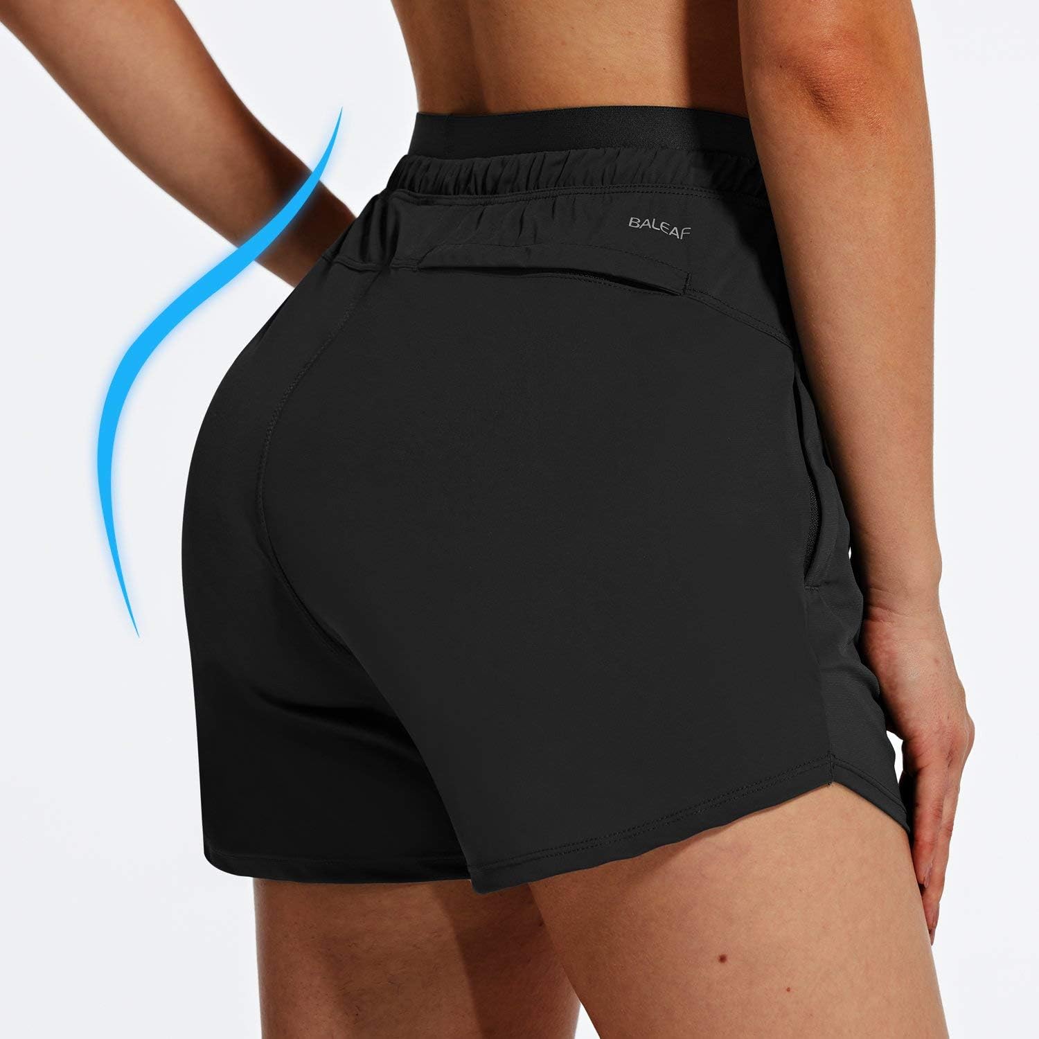 BALEAF Women's Shorts 4" Hiking Shorts Quick Dry with Zip Pockets UPF 50+ Stretch Outdoor Running Active Workout Gym: Clothing