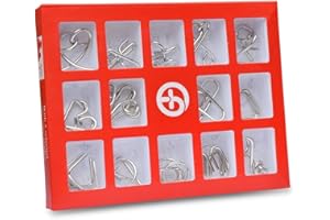IGUERBURN Metal Wire Puzzles Activity for Dementia Alzheimer's Seniors Elderly Memory Loss Product Keep Hands Busy Game Toys Gifts (15set) - Red