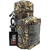 YAKASO Tactical Molle Water Bottle Holder Pouch Hydration Carrier Bag Tactical EDC Water Bottle Carrier with Detachable Shoulder Strap for Hiking Camping Outdoor Sport Travel