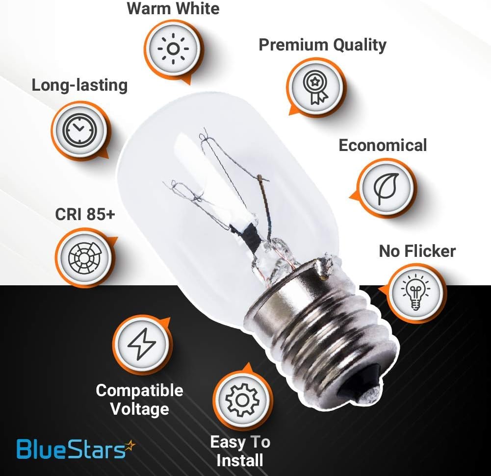 Ultra Durable 8206232A Microwave Light Bulb 40W E17 125V Replacement Part by Blue Stars - Exact Fit for Whirlpool Maytag Microwaves - Replaces 1890433 8206232 AP4512653 - Pack of 3: Home Improvement