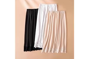 3-Pack Satin Half Slip for Women, Lace Underskirt Under Dresses, Comfortable, Smooth Fit for All Occasions