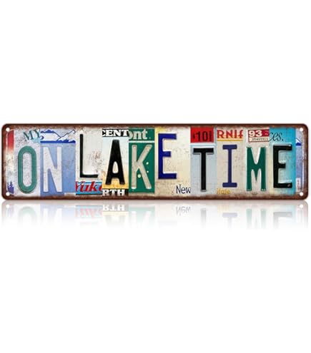 Lake Theme Wood Block Sign - Rustic Cabin In The Woods Desk Decor For Home Office Shelf Display