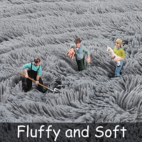 RUGVANE Grey Fluffy Area Rug 5x8 for Bedroom,Super Soft Rug for Living Room Decor,Fuzzy Rug for Baby Boy Girl Dorm Room,Shaggy Rug for Nursery Room,Plush Carpet for Playroom,Rectangle,Gray Furry Rug