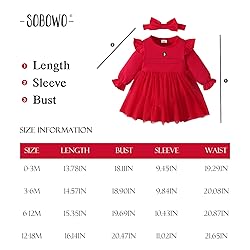 SOBOWO Infant Red Dress Baby Dress Red Baby Girl