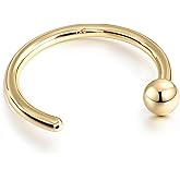 BodyBonita 14K Solid Gold Nose Rings Hoops - Bendable 18G 20G Nose Rings Hypoallergenic Cartilage Earrings for Women Conch Piercing Jewelry Helix Rook Tragus Lobe Daith Snug Belly Button Ring 8 mm