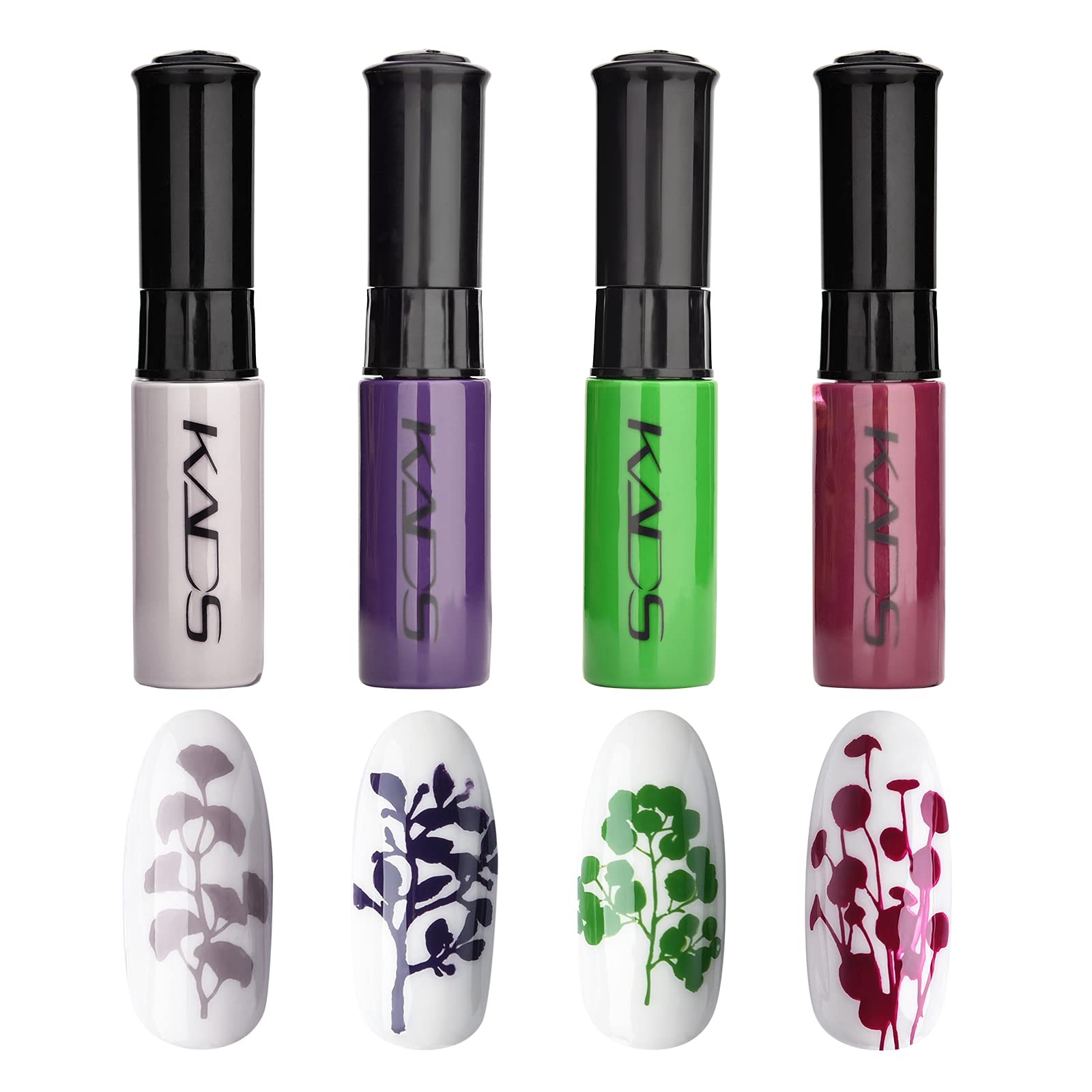 4 Colors Nail Polish Set Stamping Polish Detailed Painting Plastic Bottle Colourful Pigment Nail Art DIY Manicure Design Drawing Tool 10ml (4P-12)