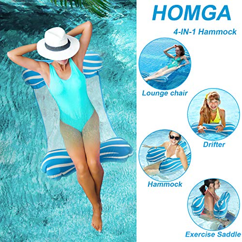 Homga Water Hammock,Swimming Pool Floats Hammocks Portable Pools Lounger Float Hammock Inflatable Rafts Floating Chair Pool Float for Adults and Kids