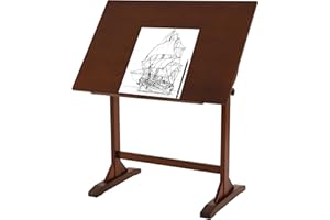 VISWIN Wood Drafting Table for Adults, 24'' x 35" Drawing Table with Adjustable Angle for Art Studio, 34" Height Solid Pine Wood Artist Desk for Drawing, Drafting, Writing, Reading, Sketching