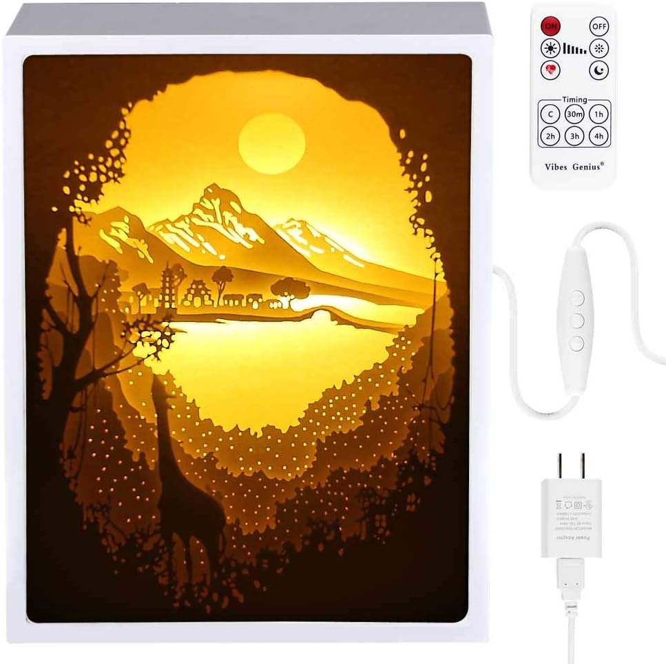 Papercut Light boxes, Decorative Led Lighting Lamp, Relaxing Mood Light for Kids and Adults, Night Projection Lamp for Baby Nursery Bedroom Children Room (Shangri-la)