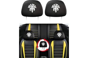 LXURY 2PCS Car Headrest Covers for Star War Mandalorian Soft Breathable Elastic Universal Car Seat Cover Accessories Protector Fabric Headrest Covers for Most Cars SUVs Trucks