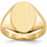 JewelryWeb 14k Yellow Gold Solid Back Signet Ring Size 6 Ring for Women