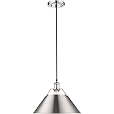 Golden Lighting 3306-L CH-PW Orwell Pendant, Transitional, Chrome with Pewter Shade