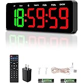 QINYUNE Gym Clock Timer for Tabata/FGB/EMOM Interval Workout | Large LED Display, Digital Wall Clock with Seconds, Remote Control, Cont Up Down for Classroom Home Garage Office