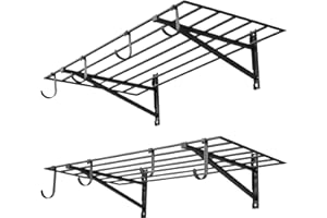 VEVOR 2-Tier Heavy Duty Wall Garage Shelving, 2 x 4 ft Steel Wall Mounted Shelving Unit with Hooks, 24 x 48 Inch Per Shelf Fl