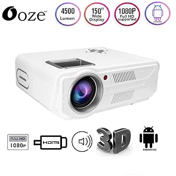 Ooze Multi Media Android 1080p Projector 4500 Lumens 3D Play Full HD Projector for Home Cinema
