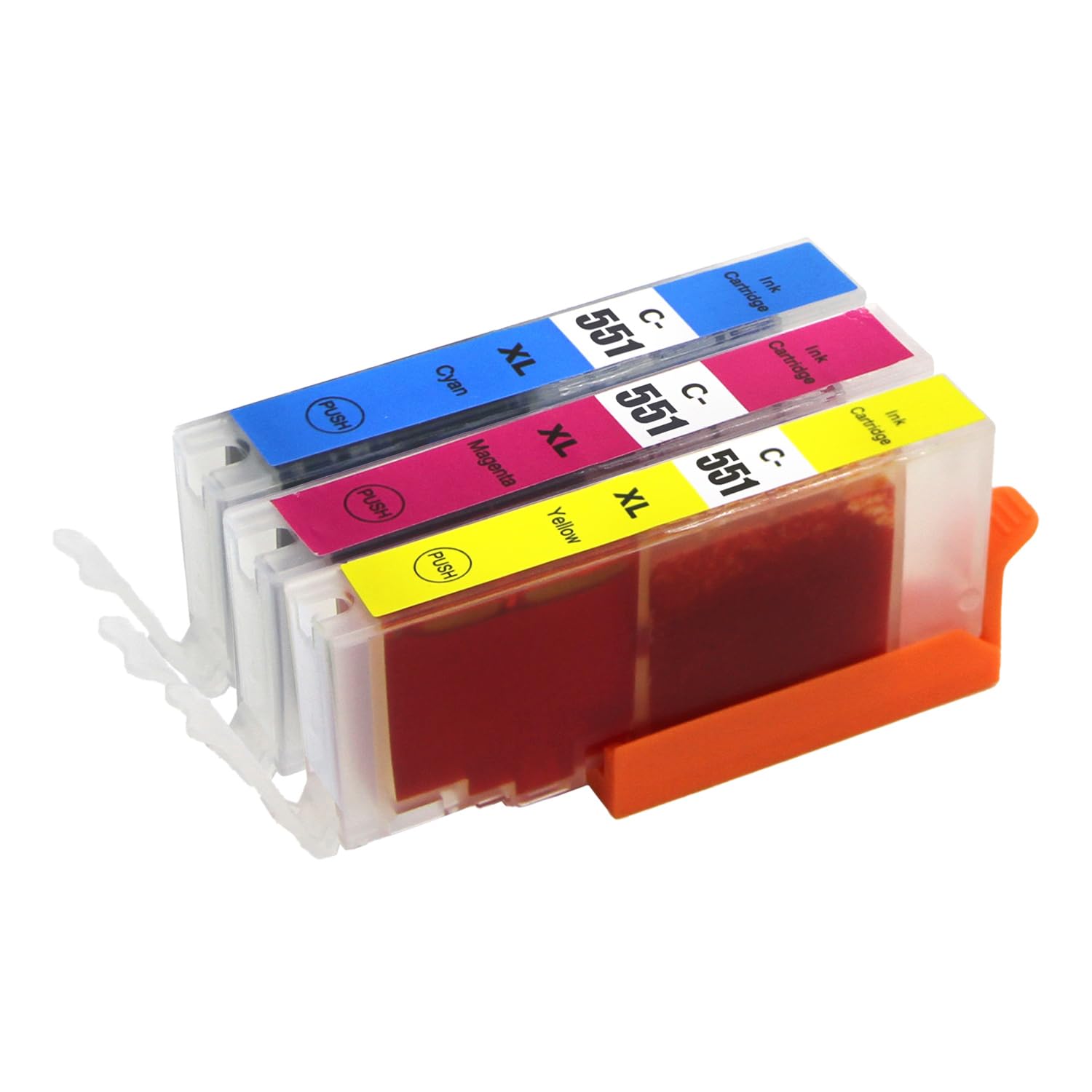 1 Go Inks C/M/Y Set of 3 Ink Cartridges to replce Canon CLI-551 Compatible / non-OEM for PIXMA Printers (3 Pack), High Capacity (XL)