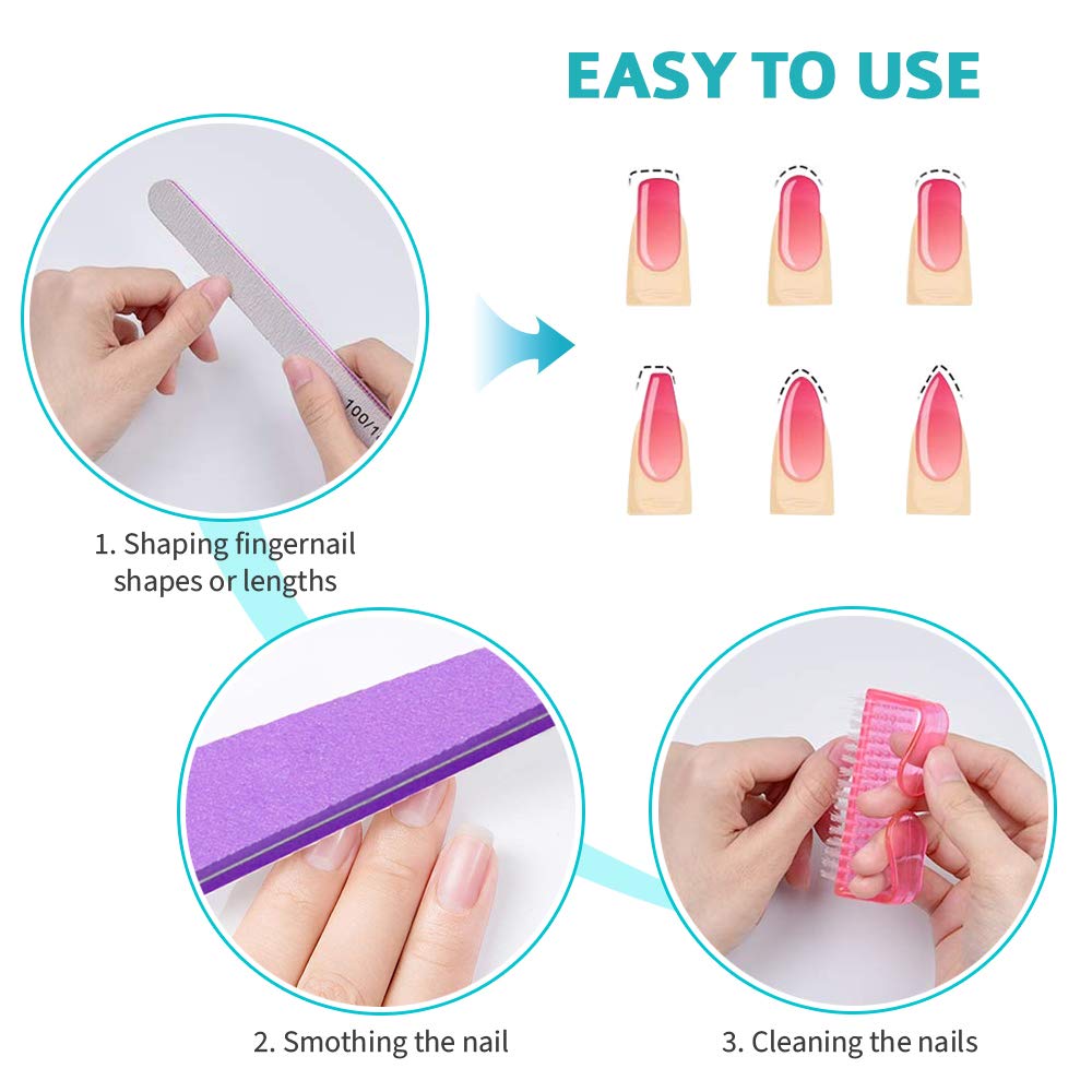 Nail Files Set Nail Art Tool Kit, Manicure Tools Set Including Cuticle Trimmer with Cuticle Pusher Cutter Toe Separator Nail Dust Brushes Grinding Polishing Blocks and Cuticle Nipper (10PCS) : Beauty
