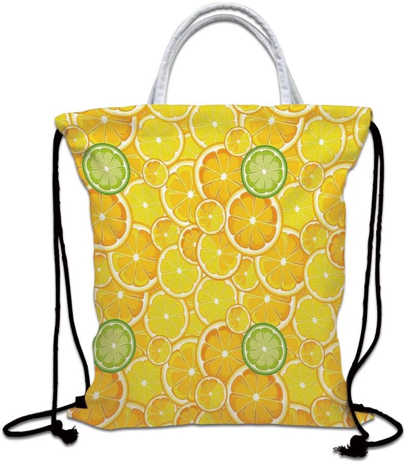 Amazon Com Yellow Decor Drawstring Bag Waterproof Lemon Orange