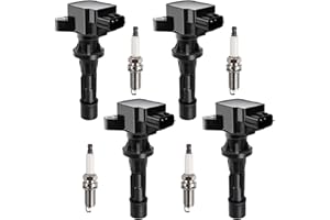 HCHENUP 4pcs Ignition Coil & Spark Plug Compatible with Mazda 3 Mazda CX-7 CX7 Mazda 6 MX-5 2006 2007 2008 2009 2010 2011 2012 2013 2014 2.0L 2.5L L4 Coil Pack Replaces# C1683 UF540