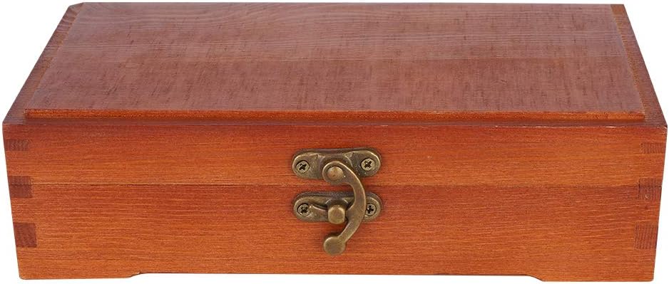 Wooden Pencil Box, Wooden Box with Hinged Lid, Solid Wood Sketch Box for Storing Children's Stationery 20 x 11.5 x 5.3 cm
