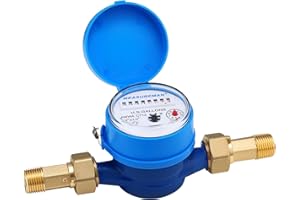MEASUREMAN 1/2" Non-Pulsed Single-Jet Gallon Water Meter Durable Blue Brass 15mm Flow Home Outdoor Plant Watering