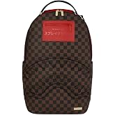 Sprayground Katana Check Boss Backpack, 100% PVC, with Velour Laptop Compartment, Gold Zippers, 18 x 6 x 11.5 Inches