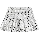 GORGLITTER Women's Plus Size Polka Dots Skirt Ruched Low Rise Ruffle Flowy A Line Skorts Skirts