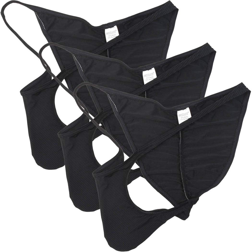 OROCOJUCO Men Pouch Thong String T-back Spandex Underwear Mini Bikini Jockstrap Tanga Pucker Bikini Briefs