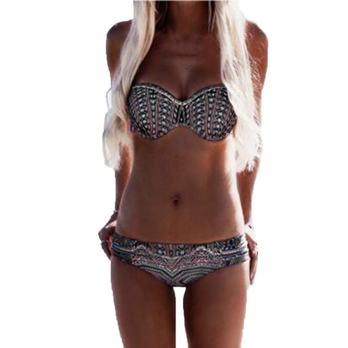 HCFKJ Bikini Damen Set Push Up Sommer 2018 Floral bedruckter Bikini Push-Up Bademode Badeanzug Bademode