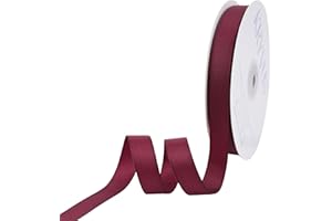 Kryvus Burgundy Ribbon, Grosgrain Ribbon 5/8 Inch x Continuous 50 Yards, Burgundy Grosgrain Ribbon for Crafts, Gift Wrapping, Hair Accessories, Wedding Decor, Sewing and Bow Making