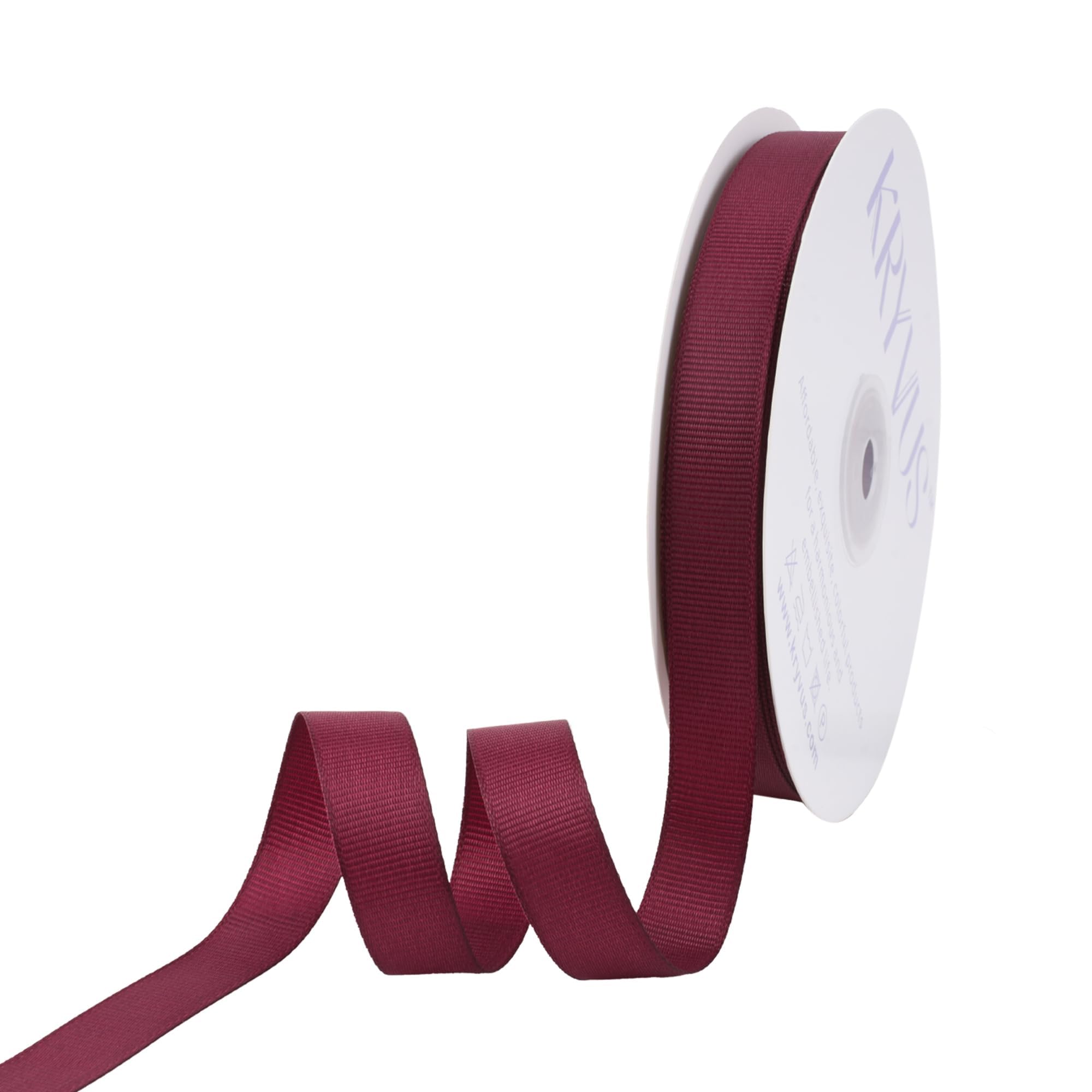 Kryvus Grosgrain Ribbon, Burgundy Ribbon 16mm x Continuous 45 Metres, Burgundy Grosgrain Ribbons Perfect for Gift Wrapping, Crafts, Sewing, Wedding Decor, DIY Hair Accessories and More