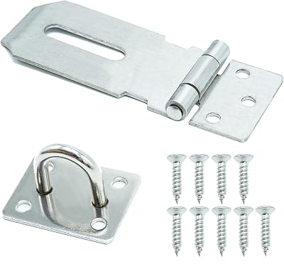 SZXMDKH Door Padlock Hasp 3 Inch Stainless Steel Hasp and Staple Silver