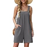 Lepunuo Rompers for Women Summer Boho Loose Fit Sleeveless Short Jumpsuits Overalls Vacation Outfits