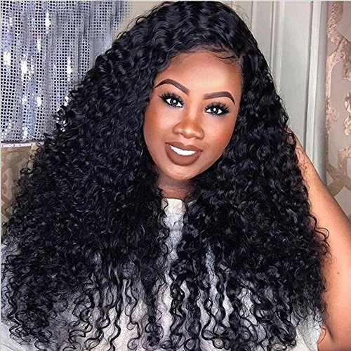 Amethyst Afro Kinky Curly Glueless Full Lace Human Hair Wigs For Black Women 180 Density Grade 8A Brazilian Hair Silk Base Small Curl Lace Front Wigs (24inch, Full Lace Wig)