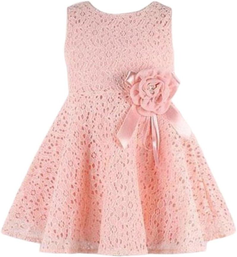 Maheegu for 0-8 Years Old, 1PC Girls Kids Fashion Sleeveless Princess Dresses Hollow Flower Wedding Party Sundress