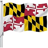 REIDFERR Maryland Flag Outdoor 3x5 Ft Double Sided Heavy Duty Polyester Maryland State Flags Long Lasting 4 Rows Hemming MD Flags with 2 Brass Grommets