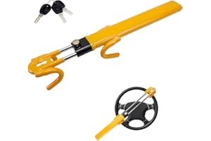 OPL5 Car Wheel Lock Anti-Theft Device, Heavy Duty Vehicle Security Lock,Great Deterrent Two Hooks Car Steering Lock,Adjustabl